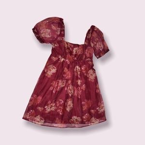 Floral Red Short Dress